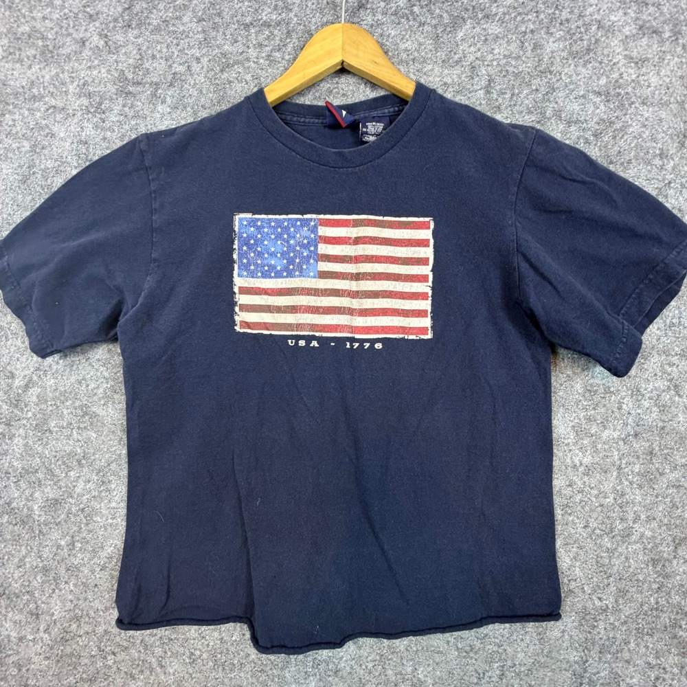 Old Glory T-Shirt Mens Medium Navy‎ American Flag USA 1776 Patriotic